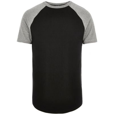 Black muscle fit raglan T-shirt